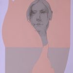 Leda and the Swan 2025graphite and cut paper19" x22"