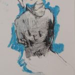 Figure with Blue 
2019 
Graphite, oil stick, charcoal on paper 
26"x 30"