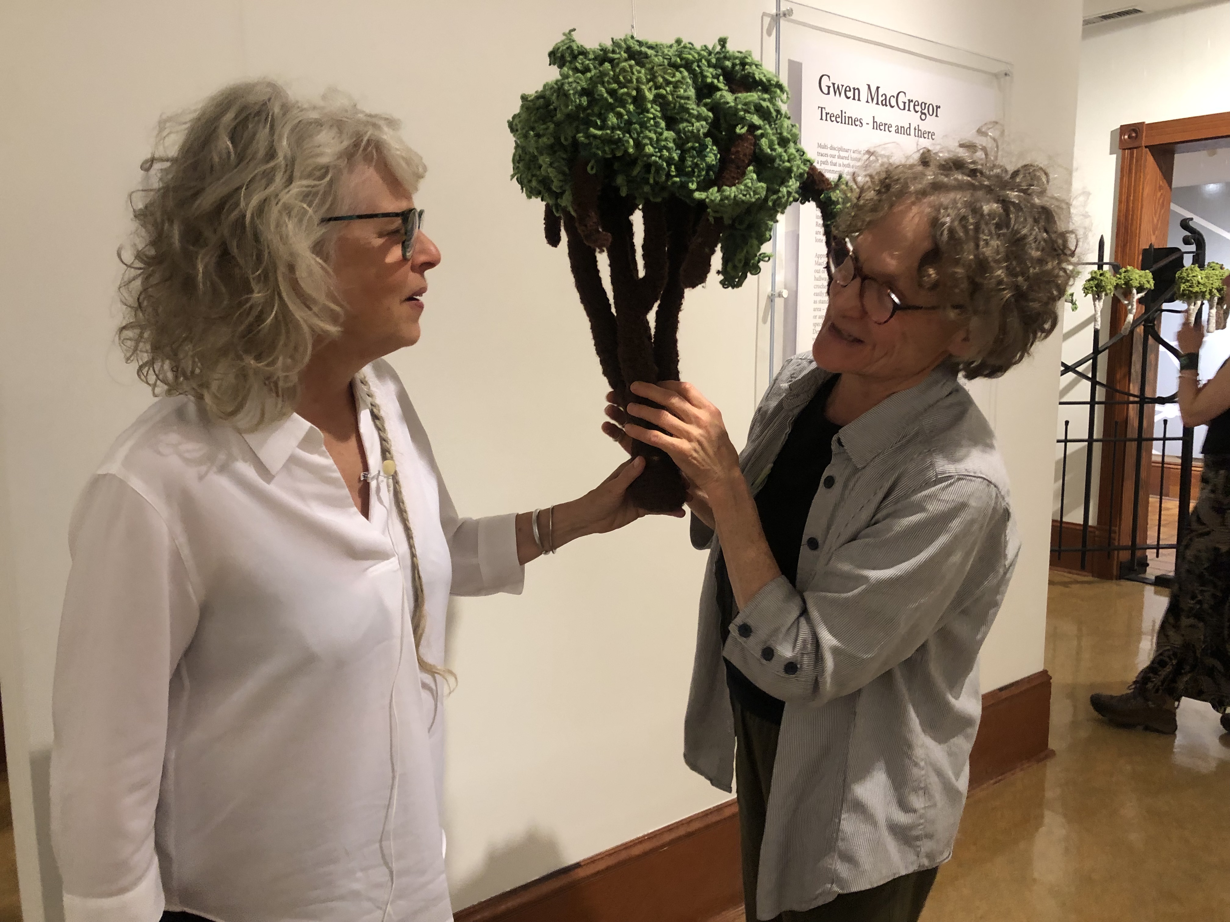 Talking trees with Gwen MacGregor at her artist talk at Grand Forks Art Gallery 2024